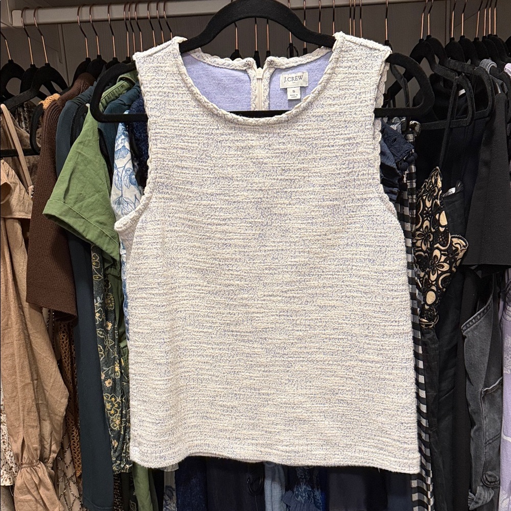 J. Crew Ivory Textured Sleeveless Tank
